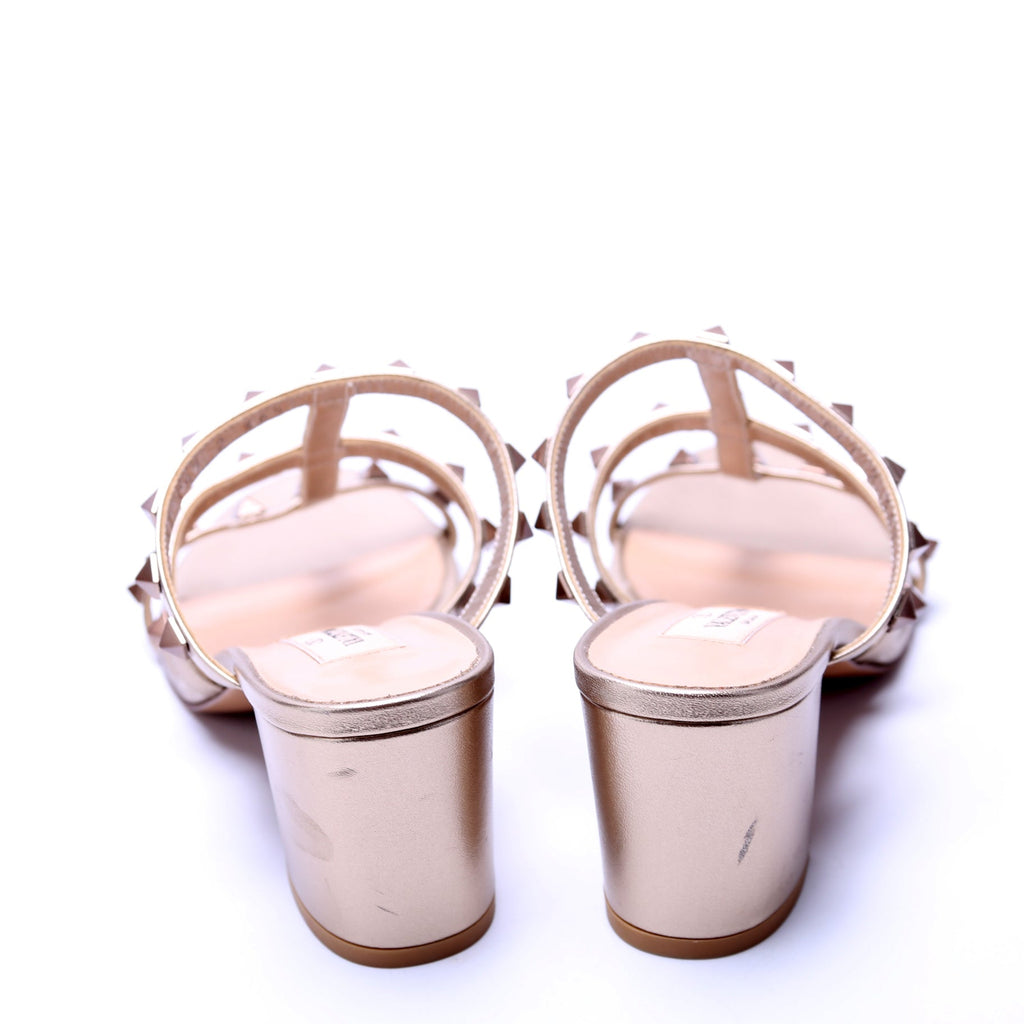 Rockstud Caged Sandals Size 36.5 Gold