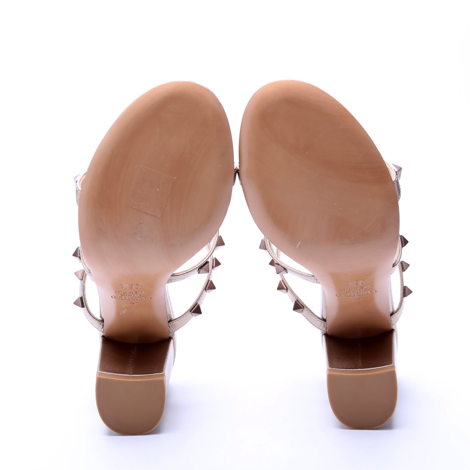 Rockstud Caged Sandals Size 36.5 Gold