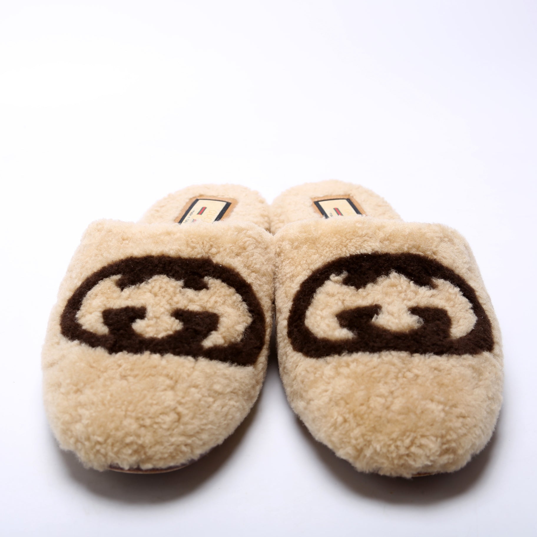Shearling Slippers Size 38 Tan