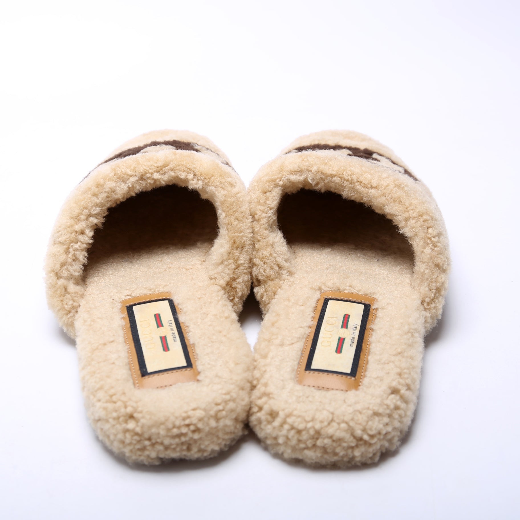 Shearling Slippers Size 38 Tan