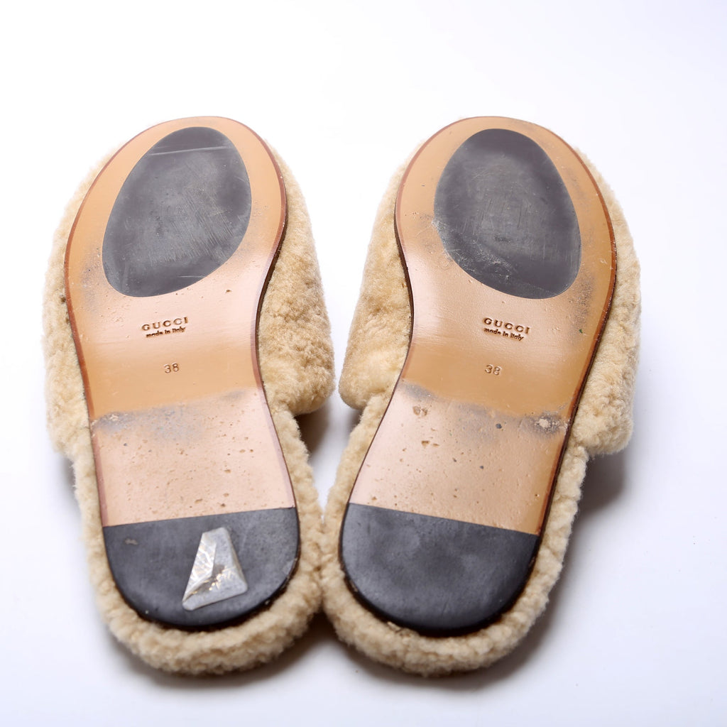 Shearling Slippers Size 38 Tan