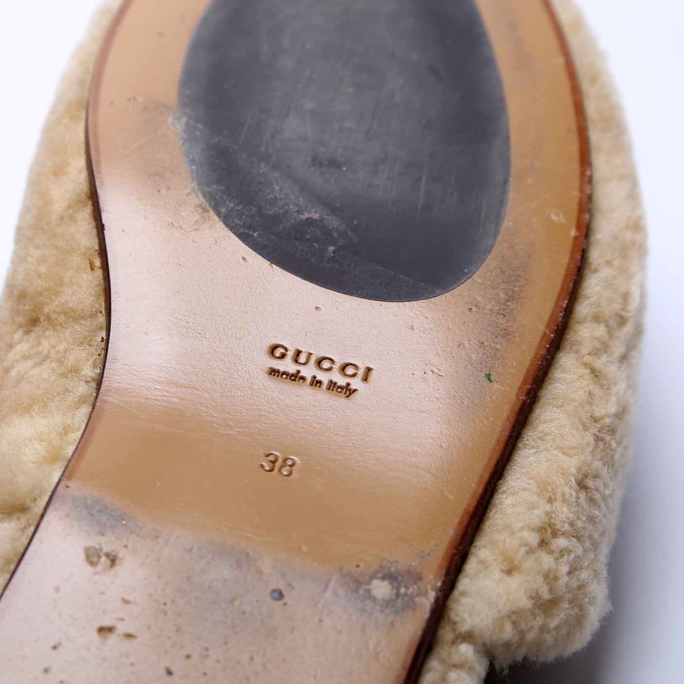 Shearling Slippers Size 38 Tan