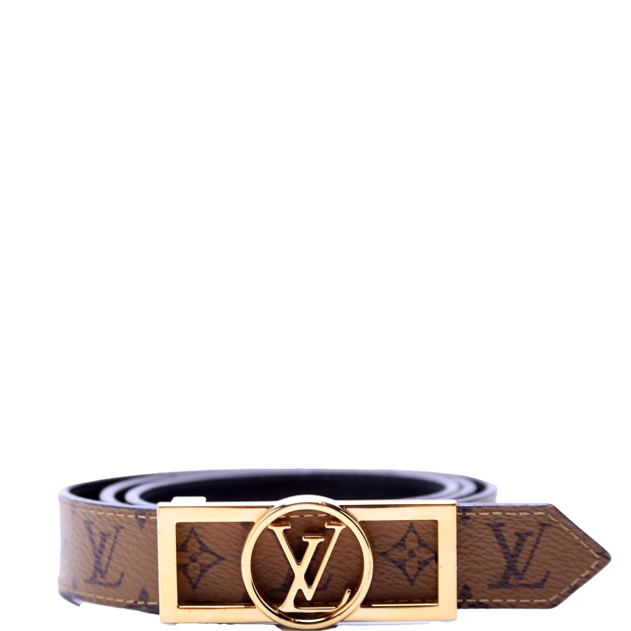 Dauphine 25MM Reversible Monogram/Leather Belt Size 80/32