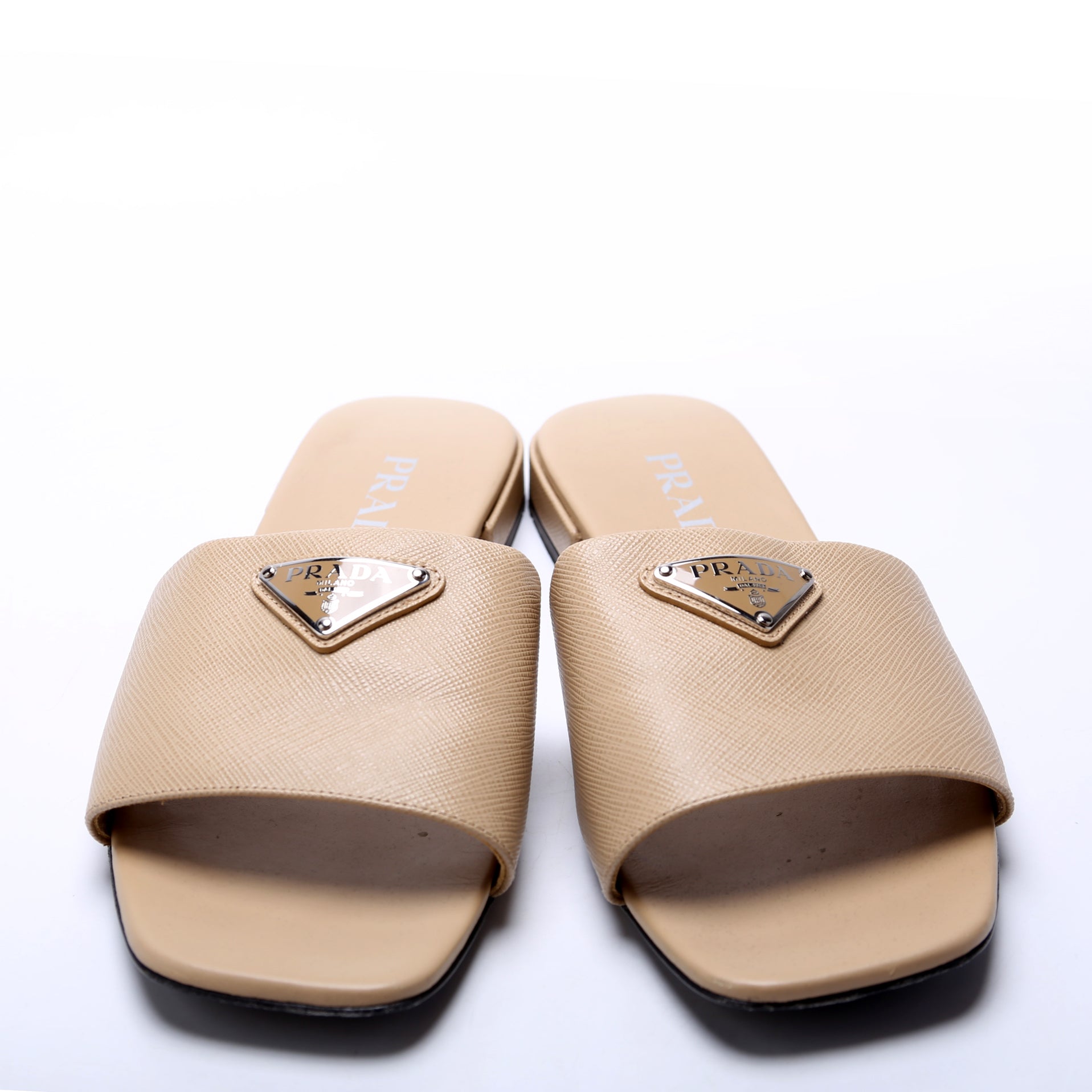 Saffiano Slides Size 38 Tan