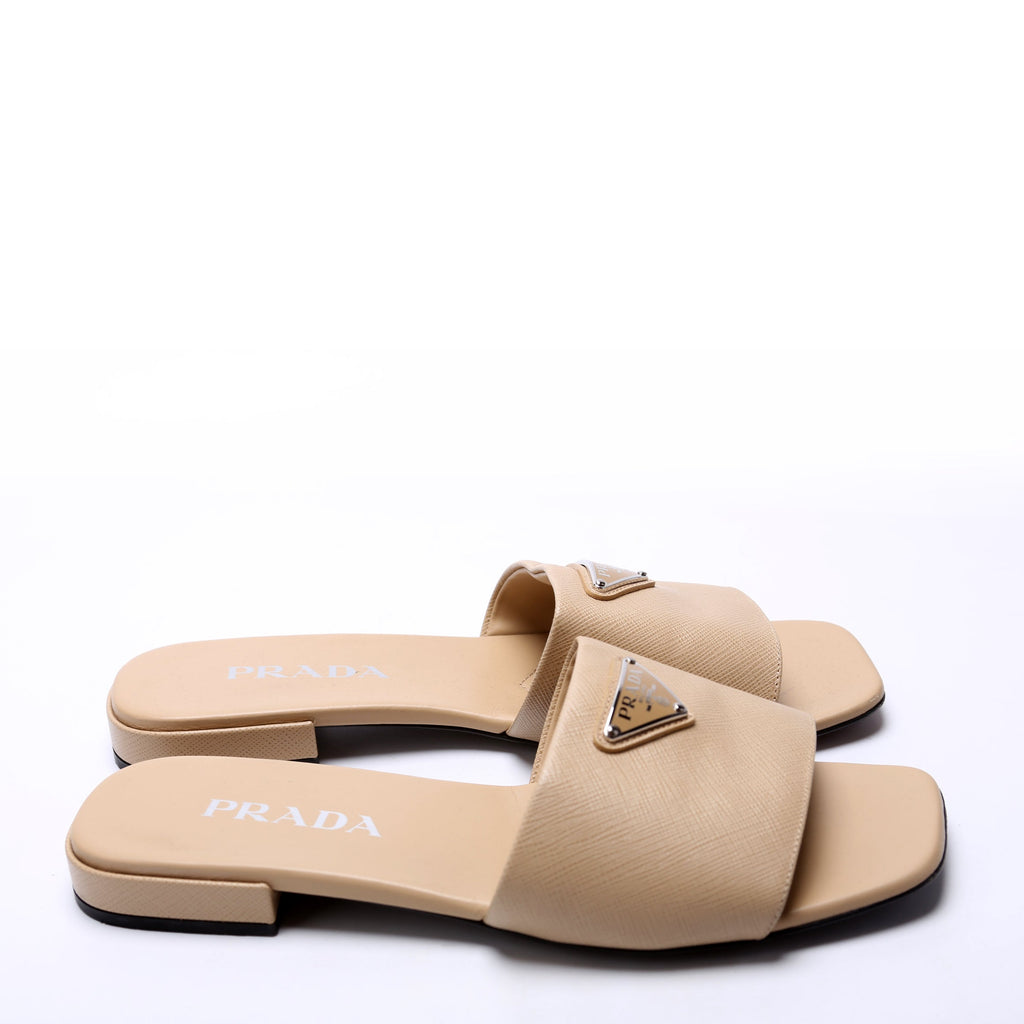 Saffiano Slides Size 38 Tan
