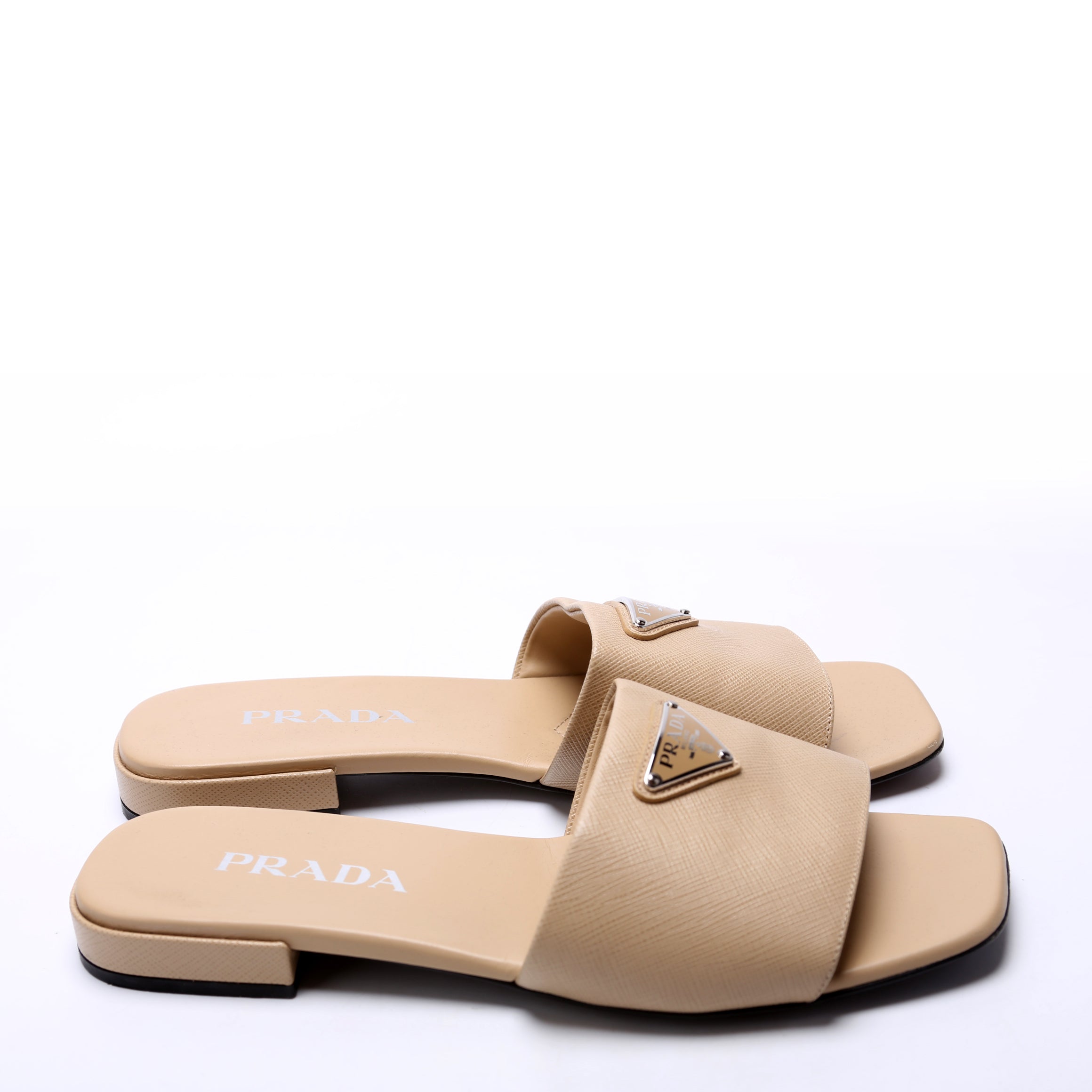 Saffiano Slides Size 38 Tan