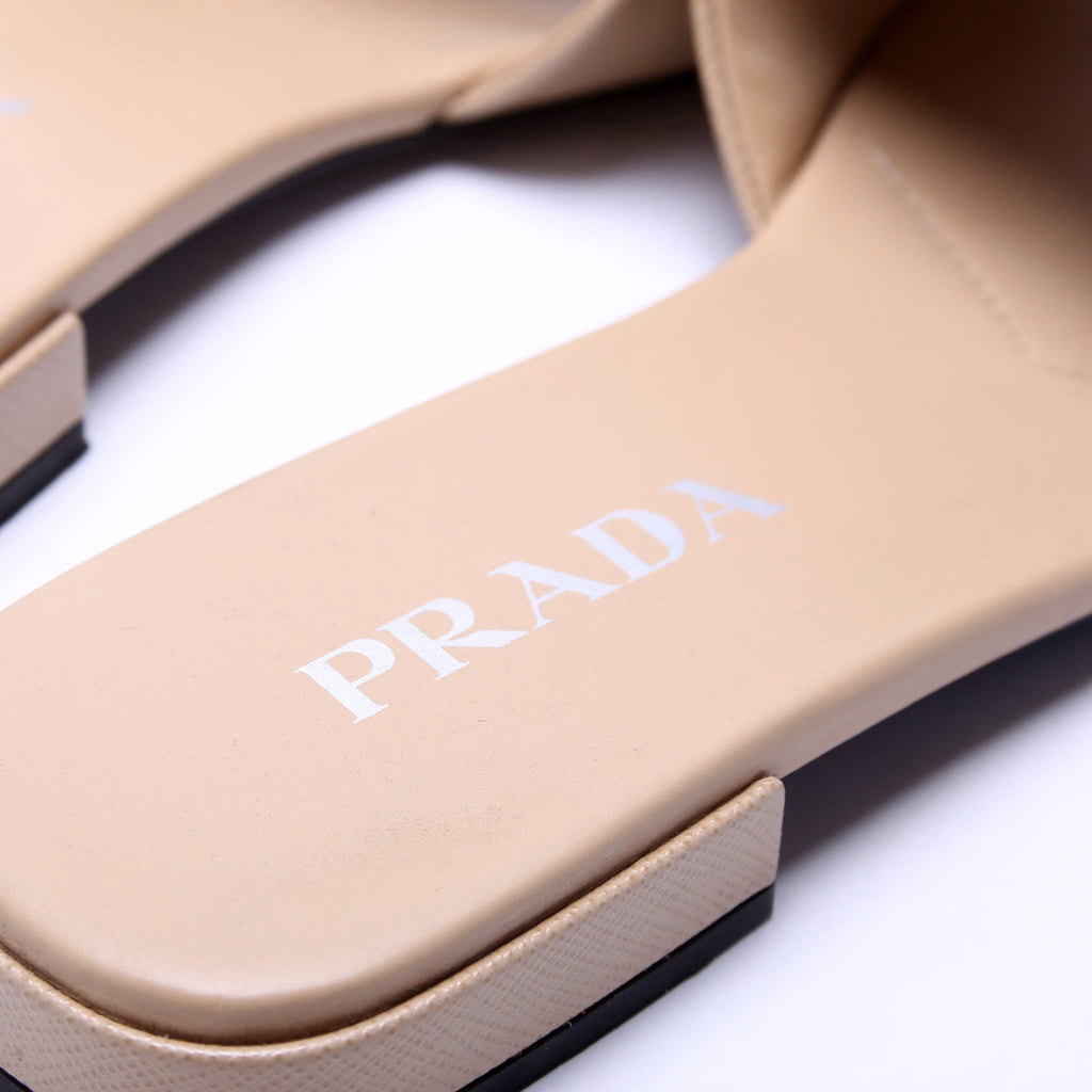 Saffiano Slides Size 38 Tan