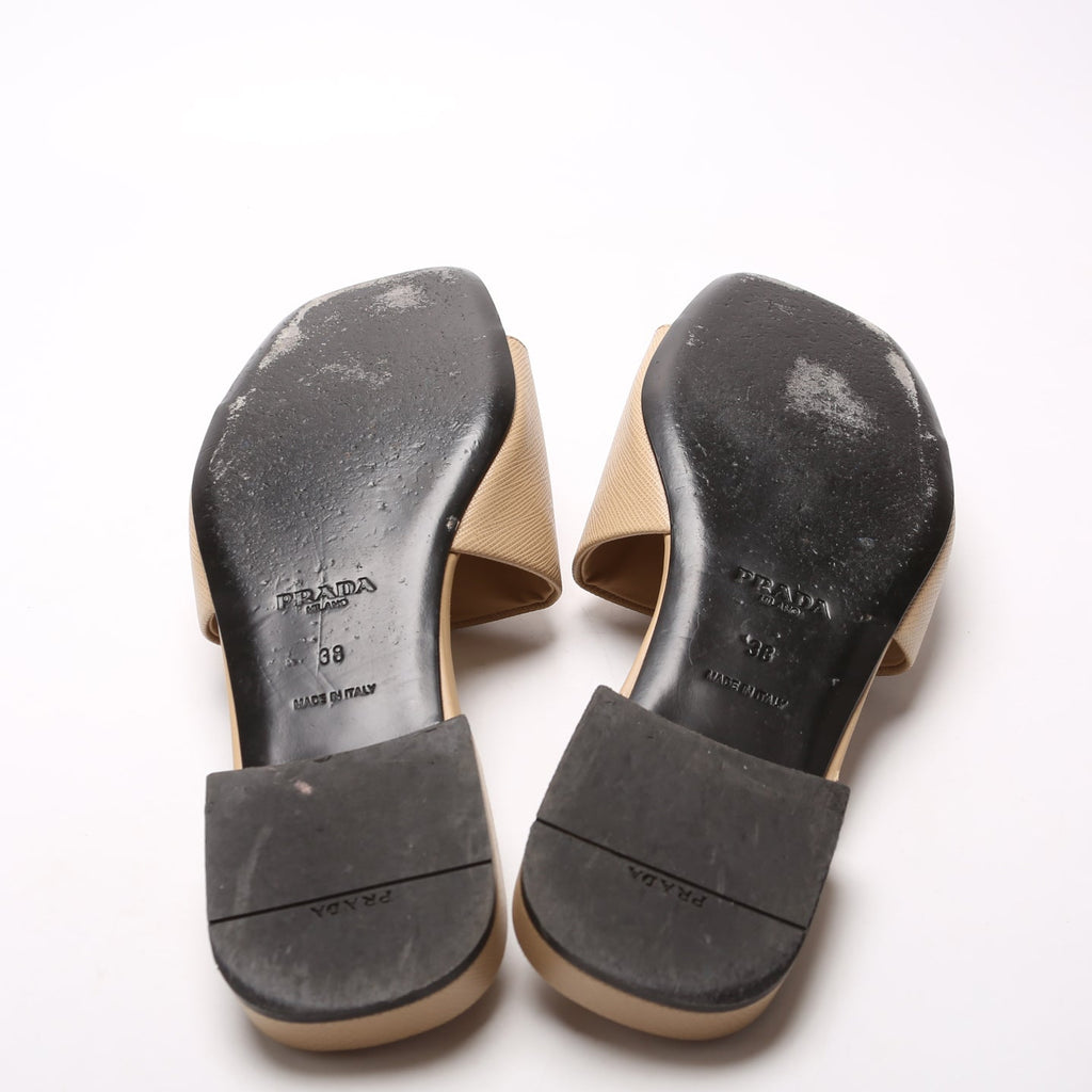 Saffiano Slides Size 38 Tan