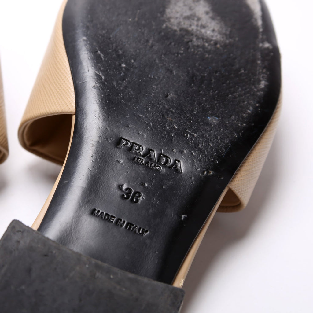Saffiano Slides Size 38 Tan
