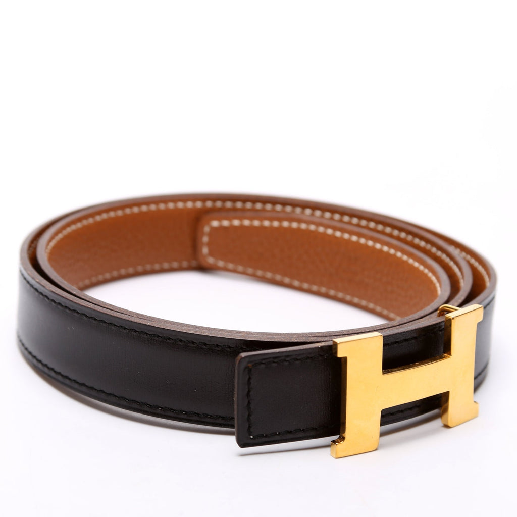 Constance H 25MM Reversible Leather Belt Size 80 Black/Brown