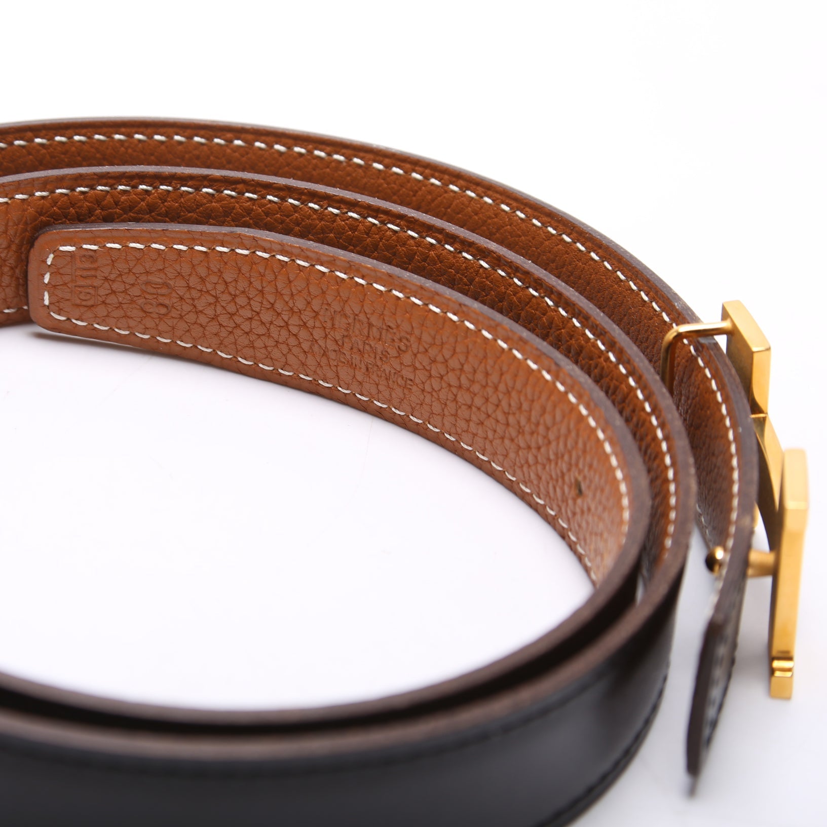 Constance H 25MM Reversible Leather Belt Size 80 Black/Brown
