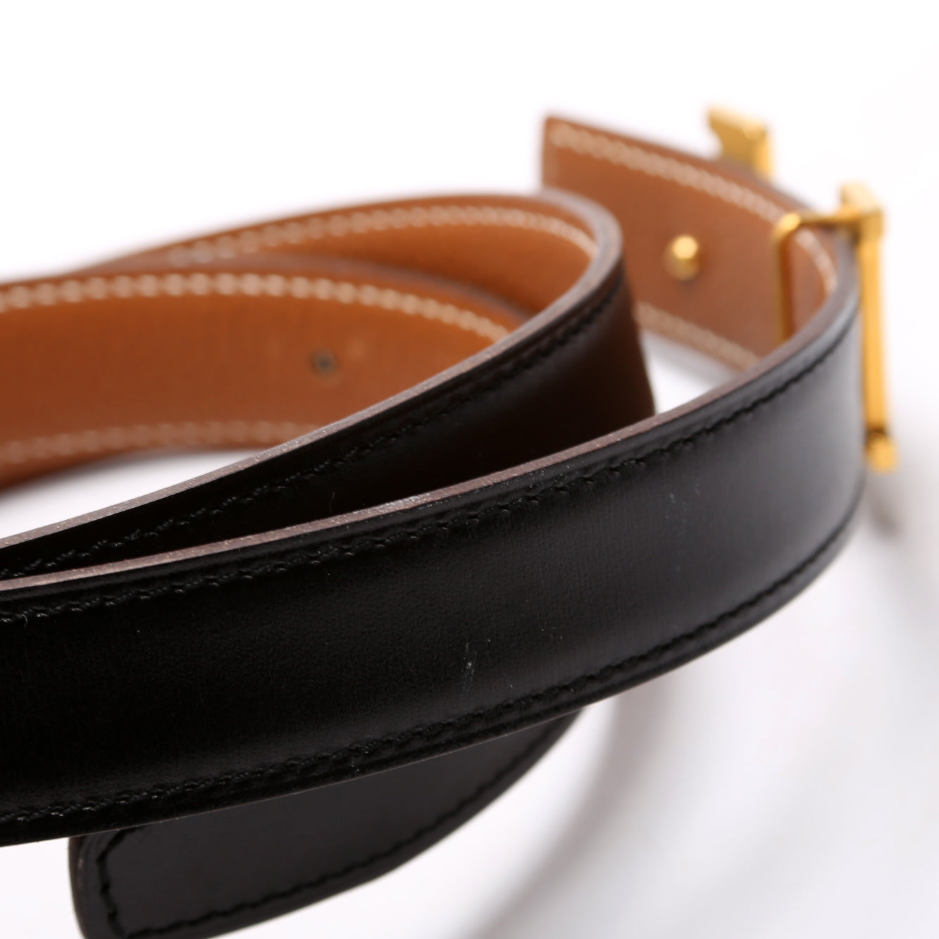 Constance H 25MM Reversible Leather Belt Size 80 Black/Brown