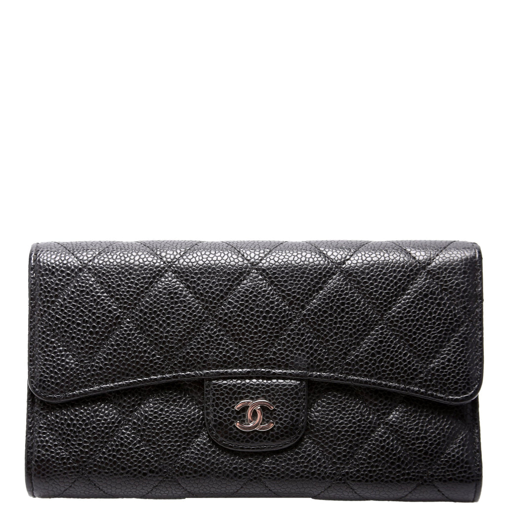 Classic Flap Wallet Long Caviar Black
