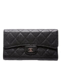 Classic Flap Wallet Long Caviar Black