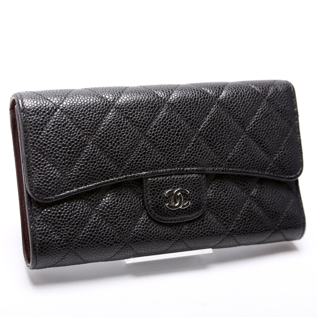 Classic Flap Wallet Long Caviar Black