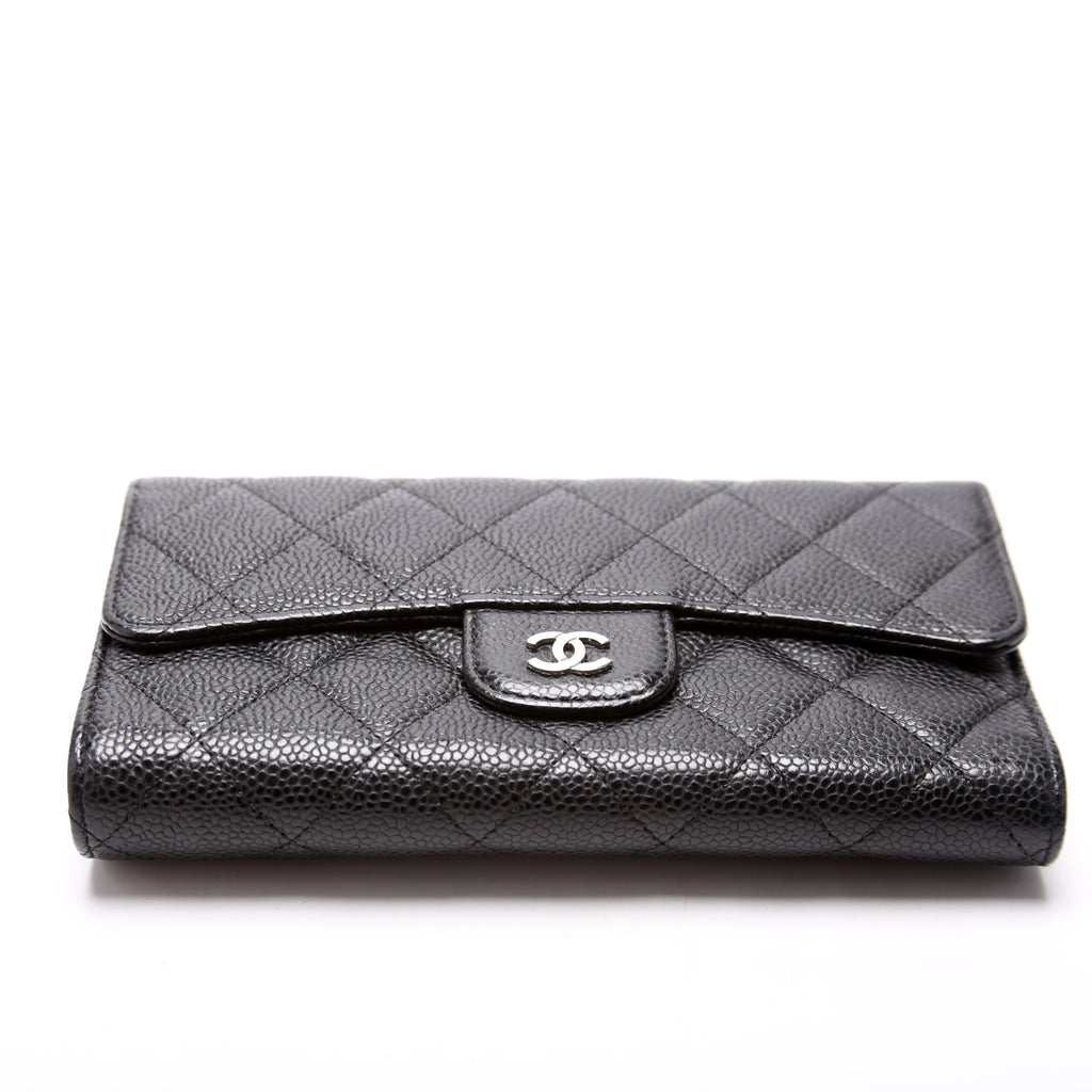 Classic Flap Wallet Long Caviar Black