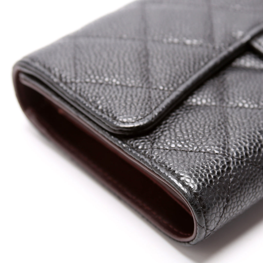 Classic Flap Wallet Long Caviar Black
