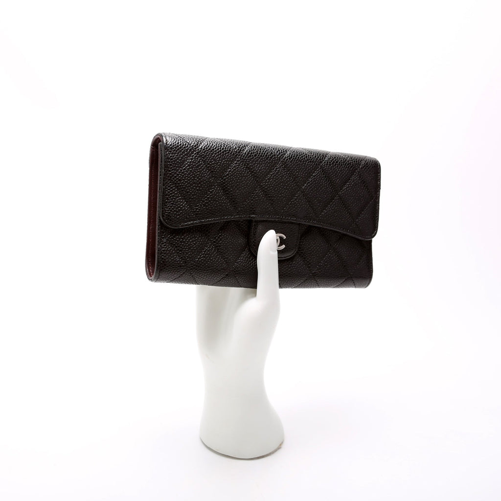 Classic Flap Wallet Long Caviar Black