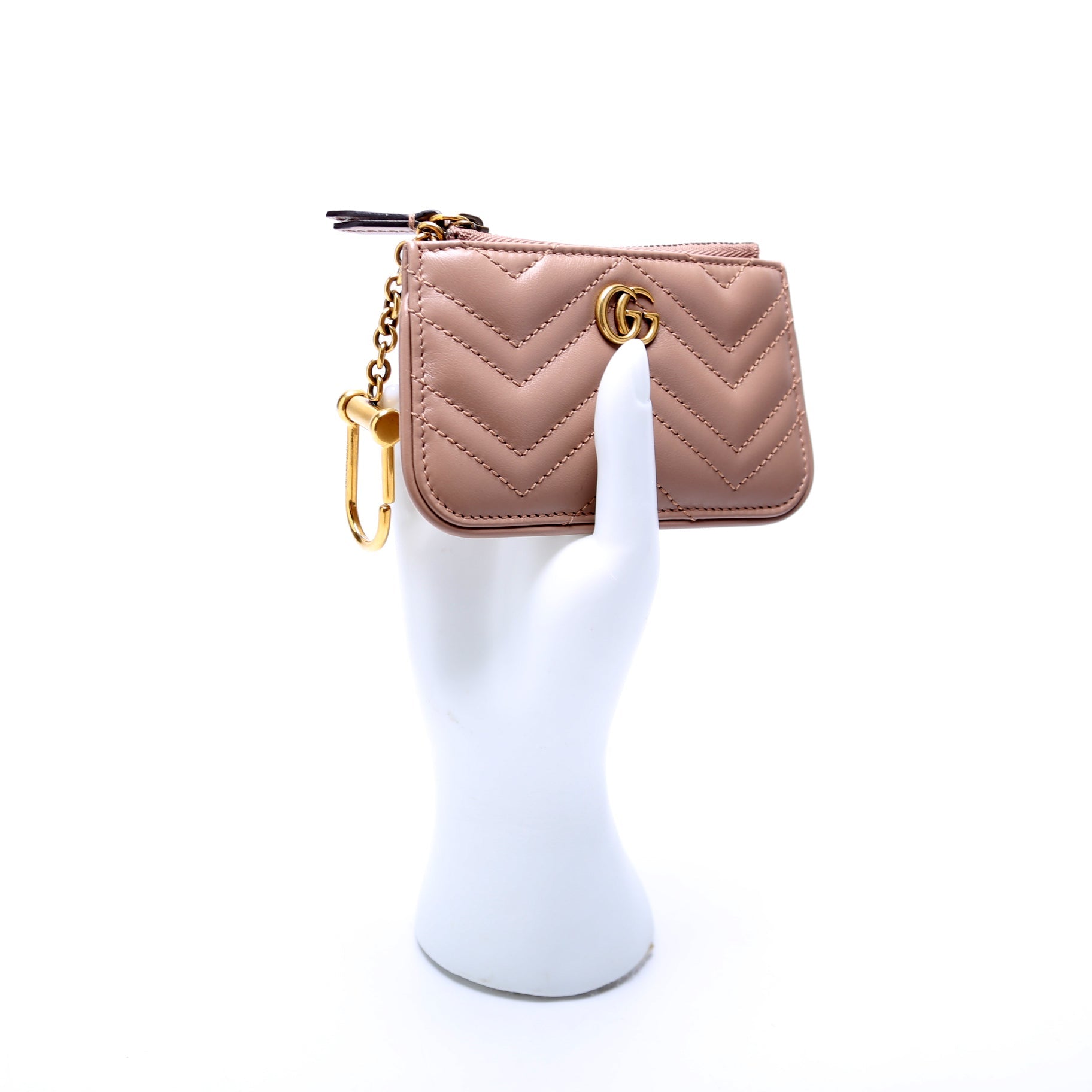 671773 GG Marmont Key Pouch Tan
