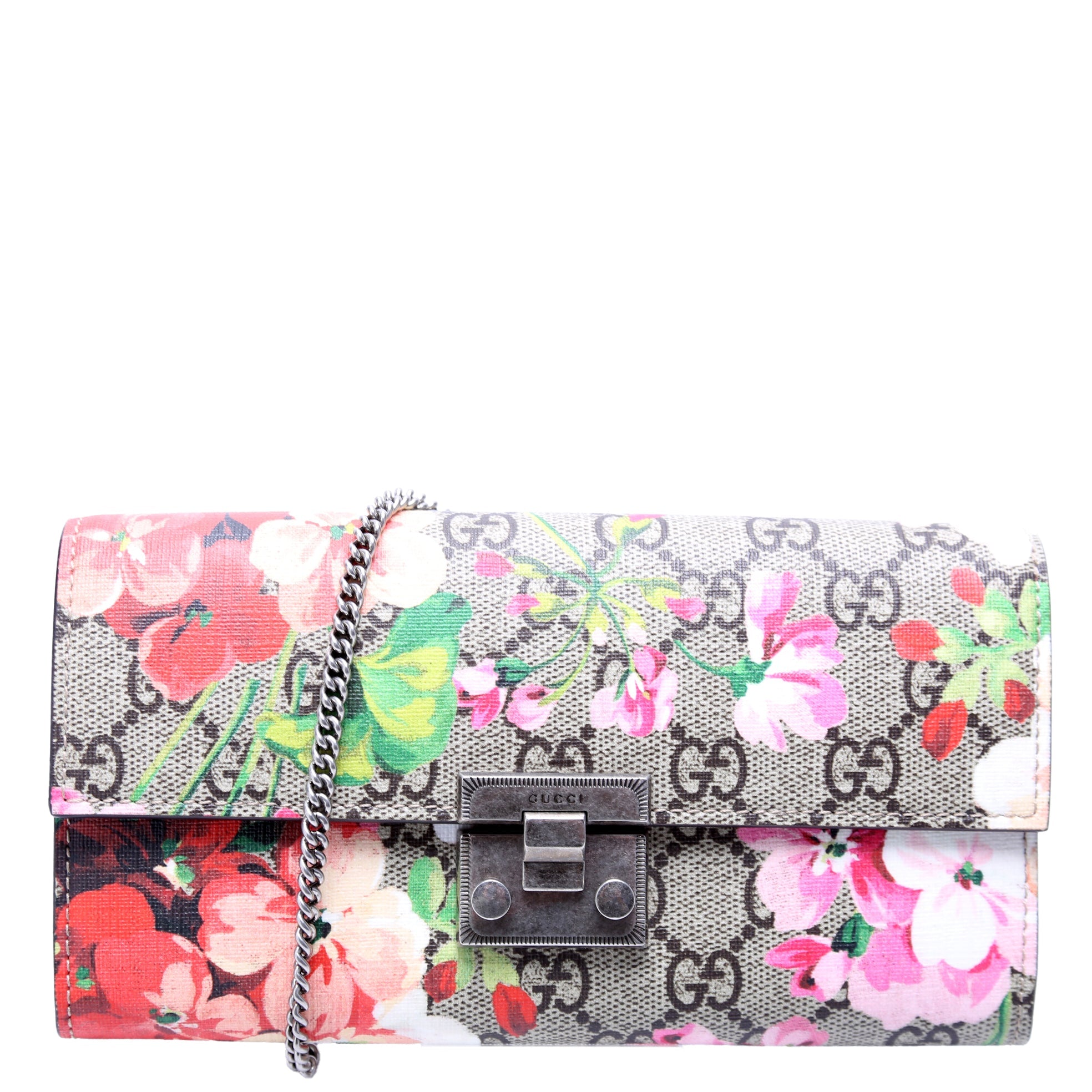453506 GG Blooms Padlock Short Chain Wallet