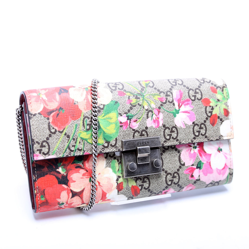 453506 GG Blooms Padlock Short Chain Wallet