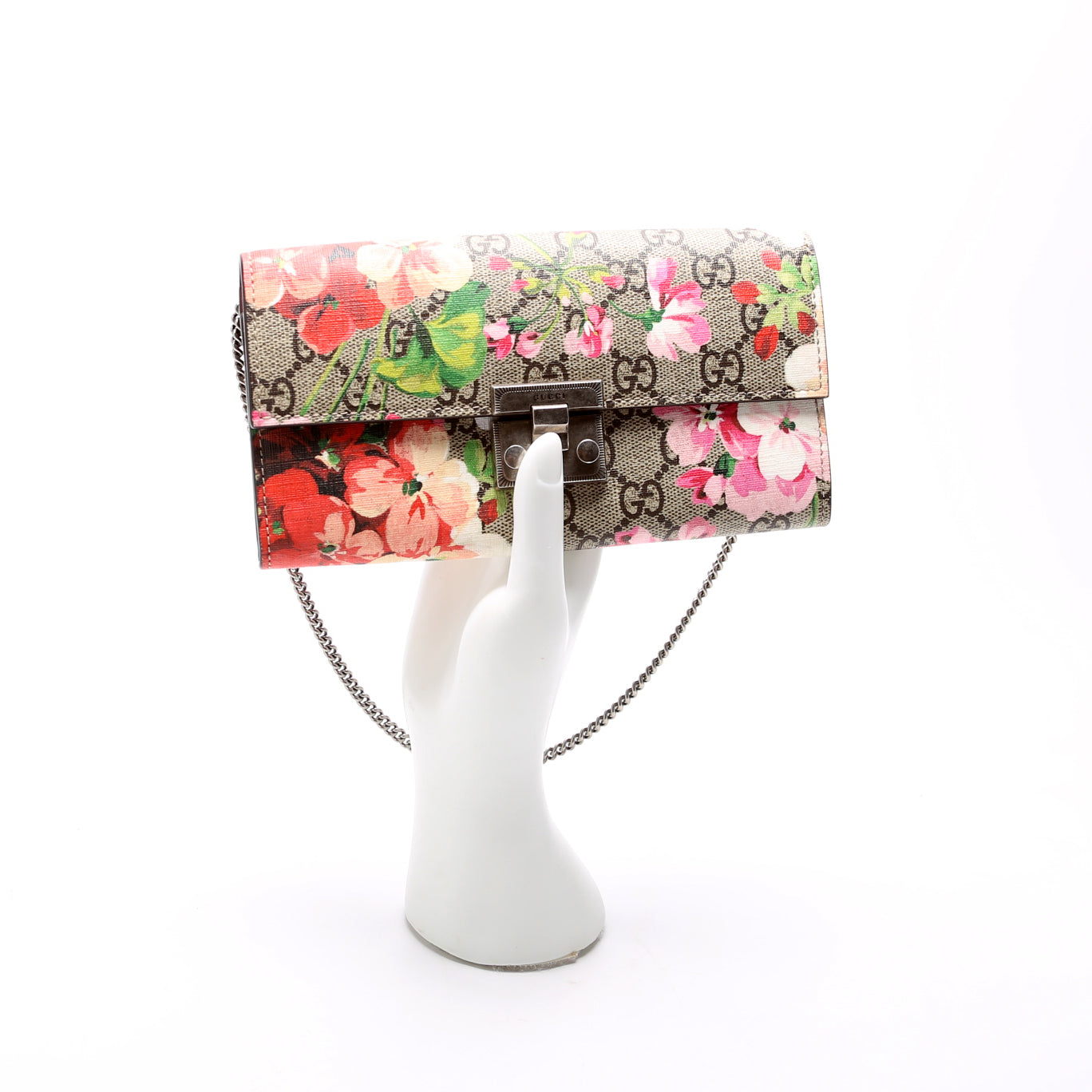 453506 GG Blooms Padlock Short Chain Wallet