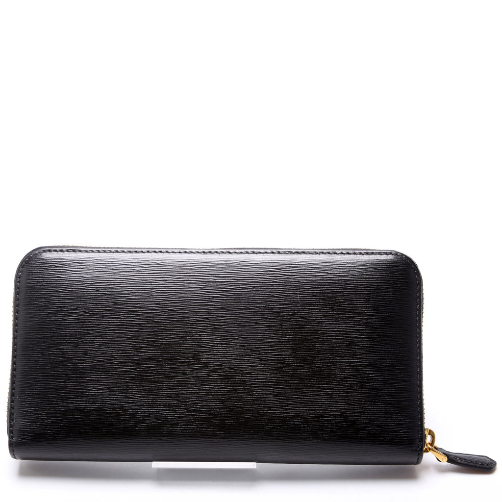 1ML506 Vitello Move Zip Around Long Wallet Black