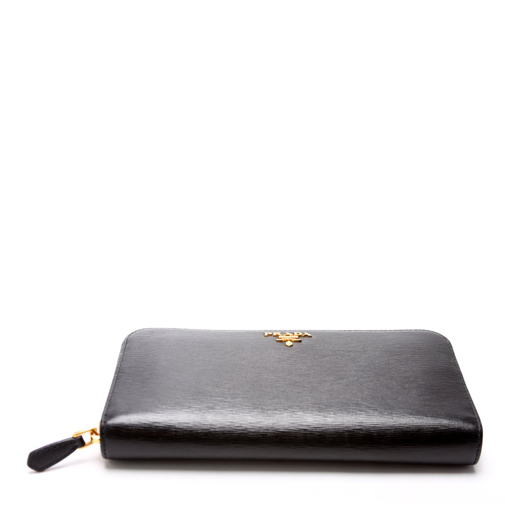 1ML506 Vitello Move Zip Around Long Wallet Black