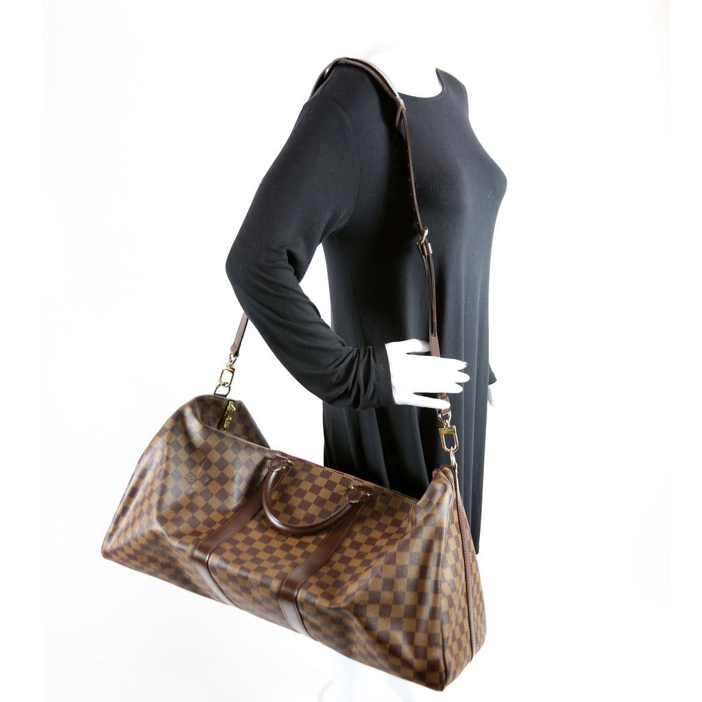 Keepall 55 Damier Ebene Bandouliere
