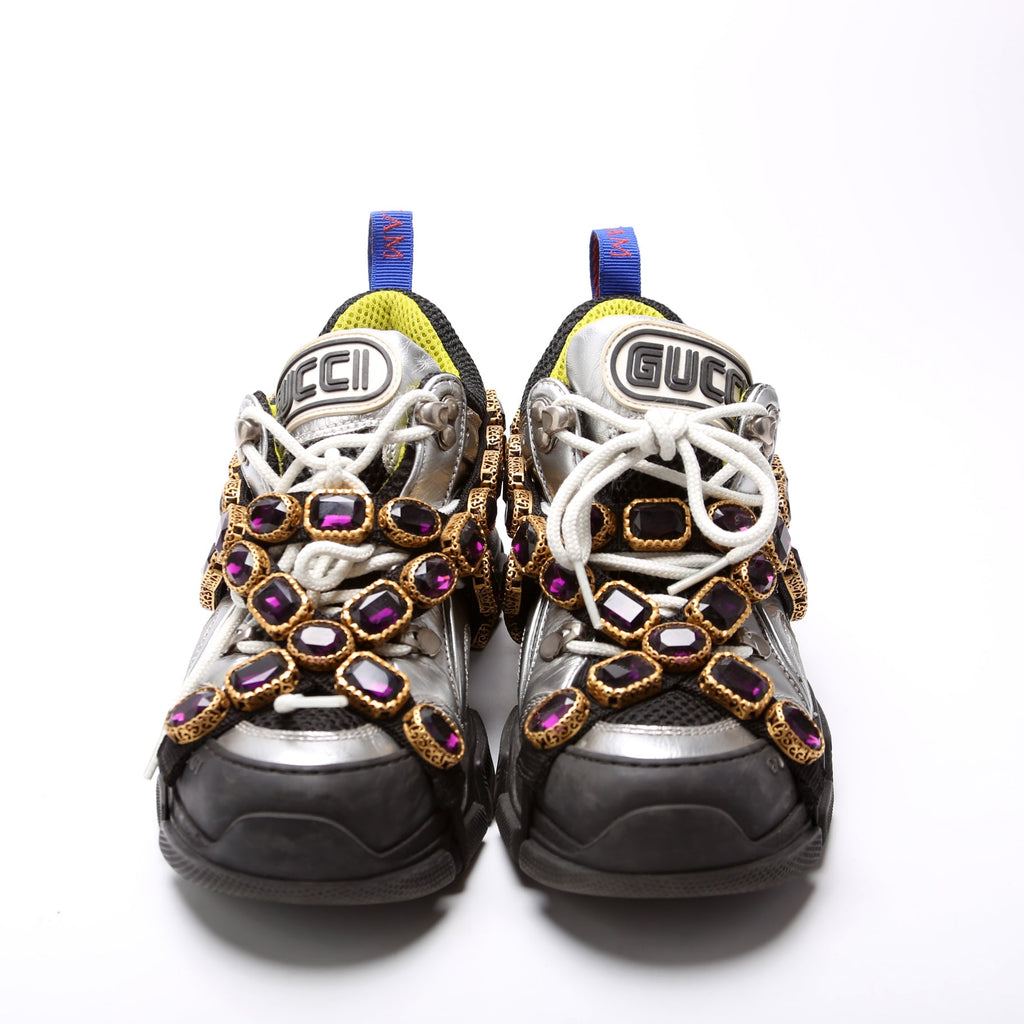 Flashtrek Jeweled Sneakers Size 36 Silver