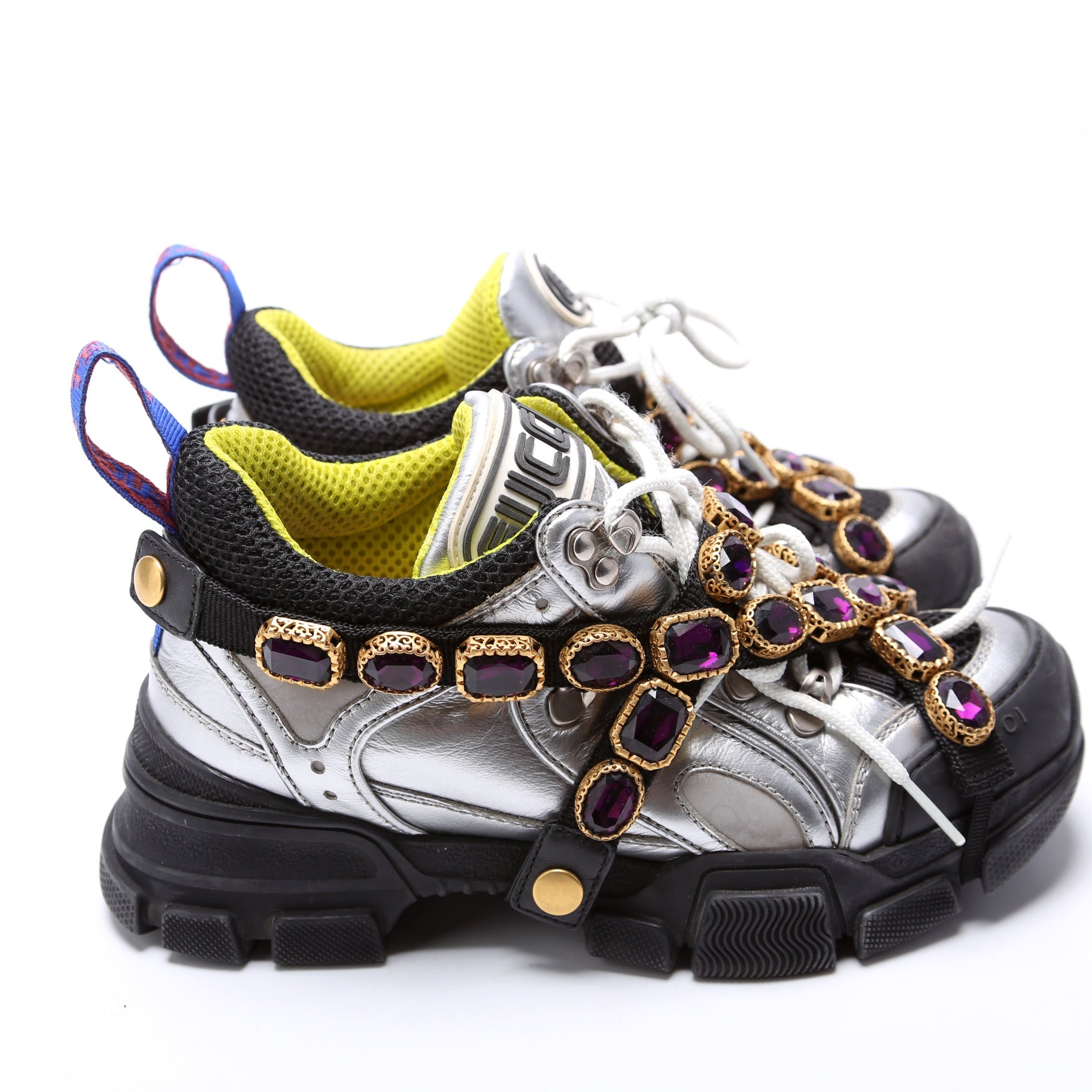 Flashtrek Jeweled Sneakers Size 36 Silver