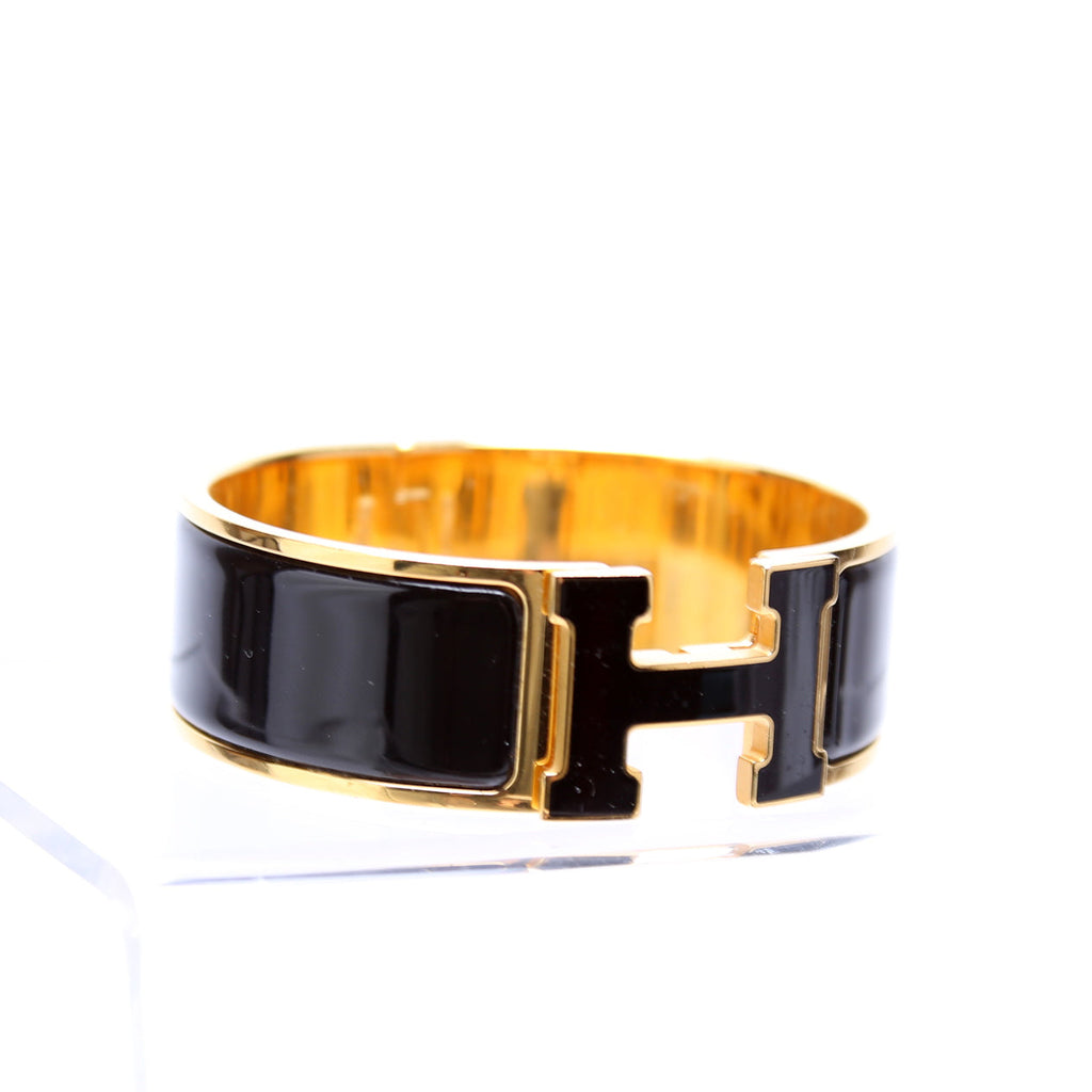 Clic Clac Enamel H Wide PM Bracelet Gold/Black
