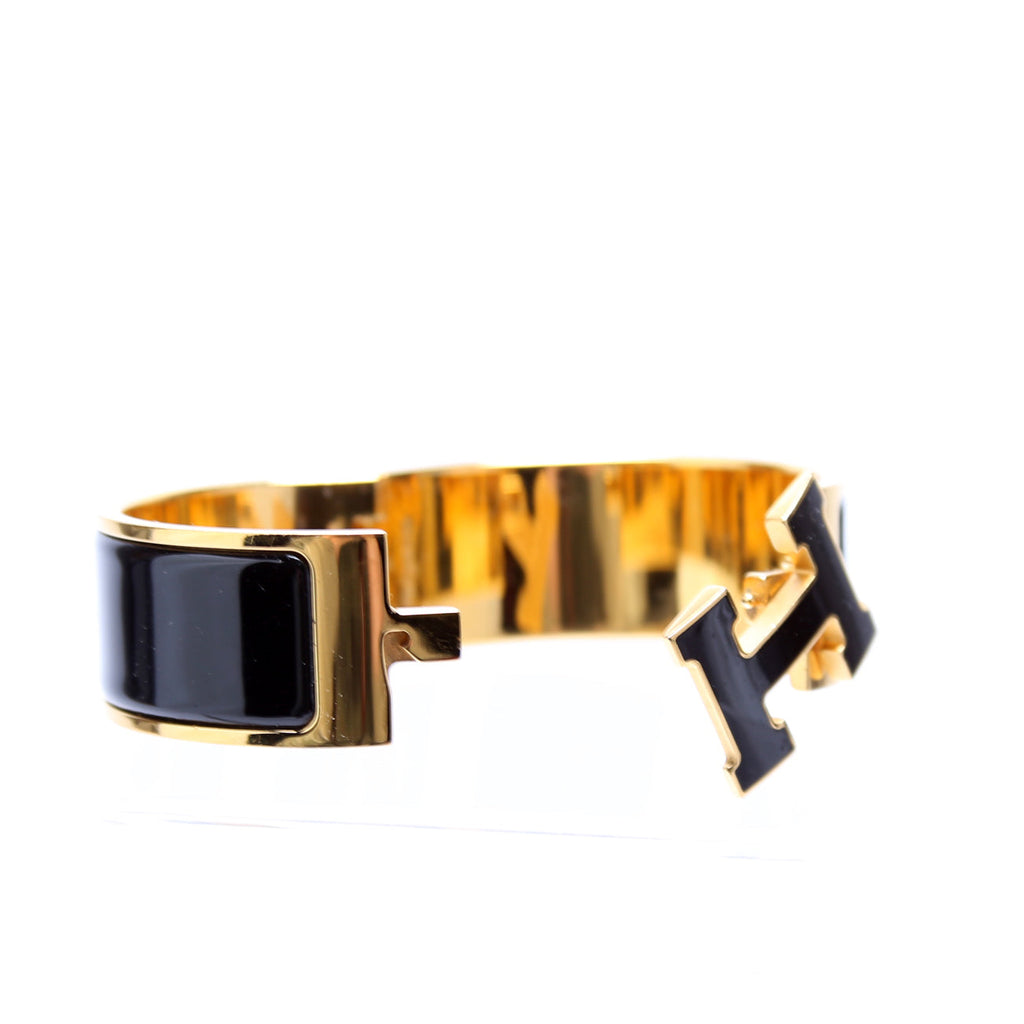 Clic Clac Enamel H Wide PM Bracelet Gold/Black