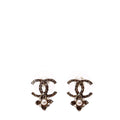 CC Crystal Flore Stud Earrings Silver/Pearl