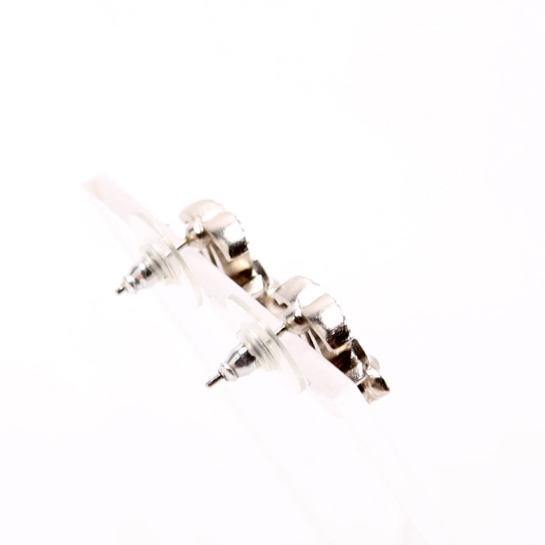 CC Crystal Flore Stud Earrings Silver/Pearl