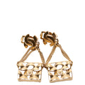 CC Flap Bag Drop Clip-On Earrings Gold
