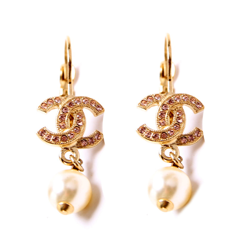 CC Crystal Pearl Drop Small Earrings Gold/Pearl