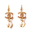 CC Crystal Pearl Drop Small Earrings Gold/Pearl