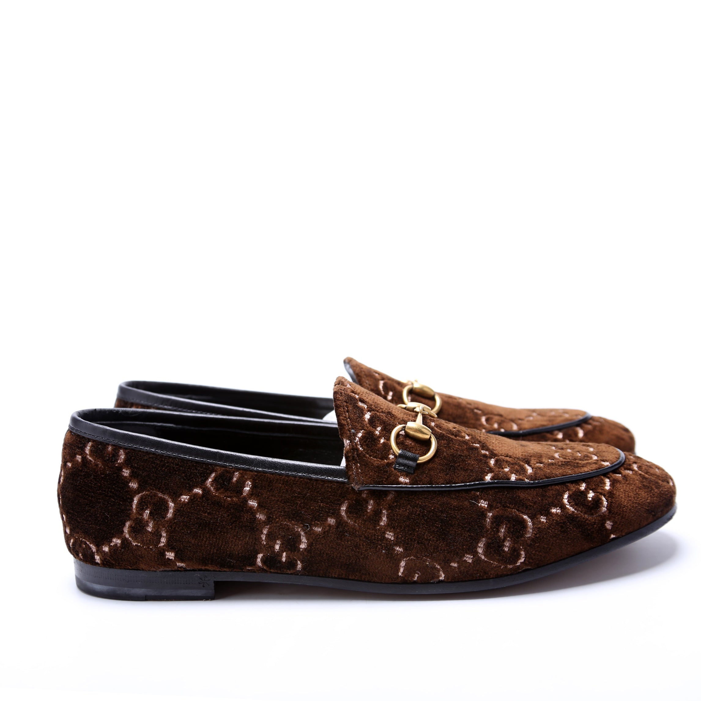 GG Velvet Jordaan Loafers Size 38.5 Brown