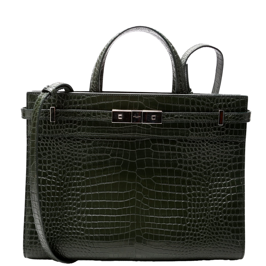 Manhattan Shopper Tote Croc Embossed 568702 Green