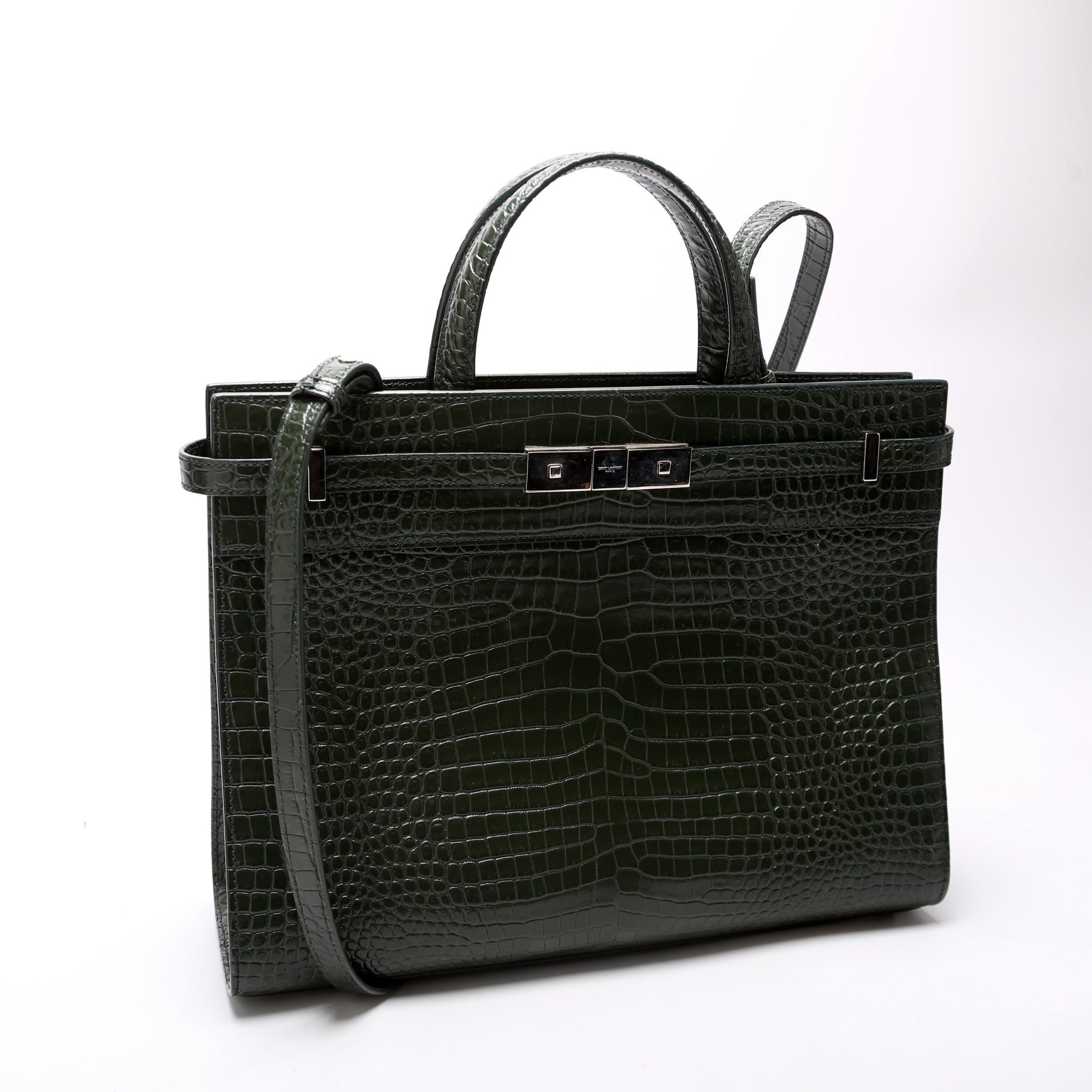 Manhattan Shopper Tote Croc Embossed 568702 Green