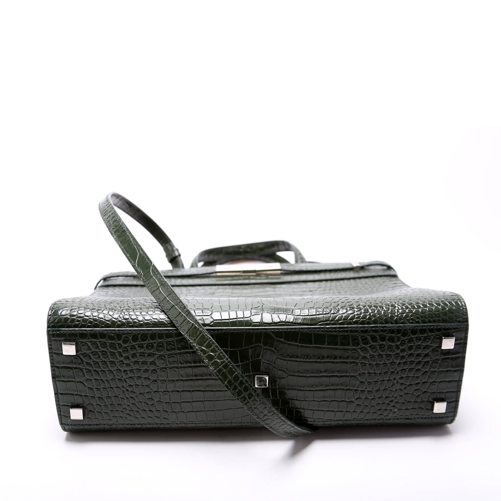 Manhattan Shopper Tote Croc Embossed 568702 Green