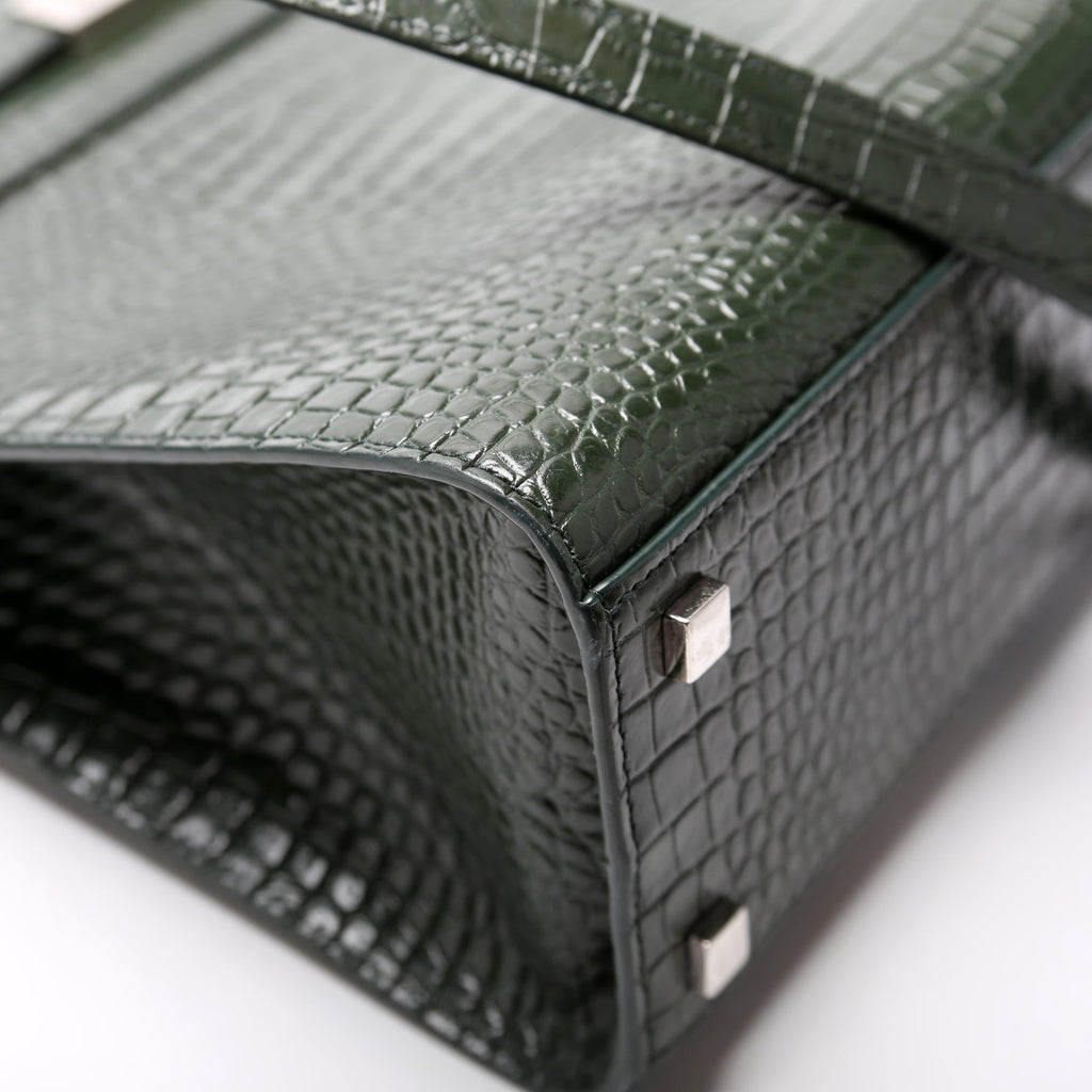 Manhattan Shopper Tote Croc Embossed 568702 Green