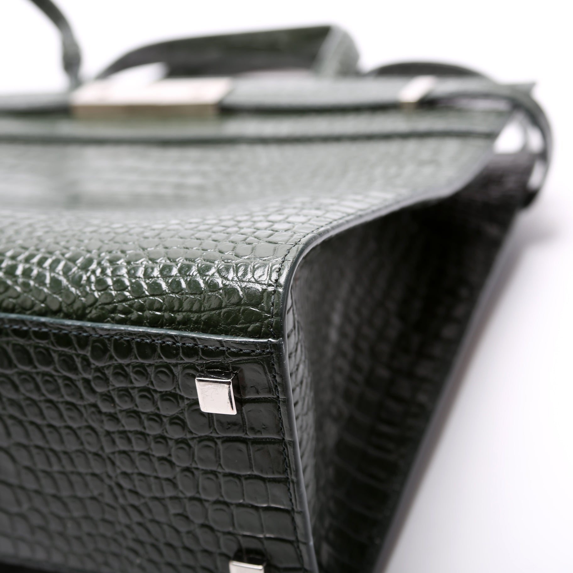 Manhattan Shopper Tote Croc Embossed 568702 Green