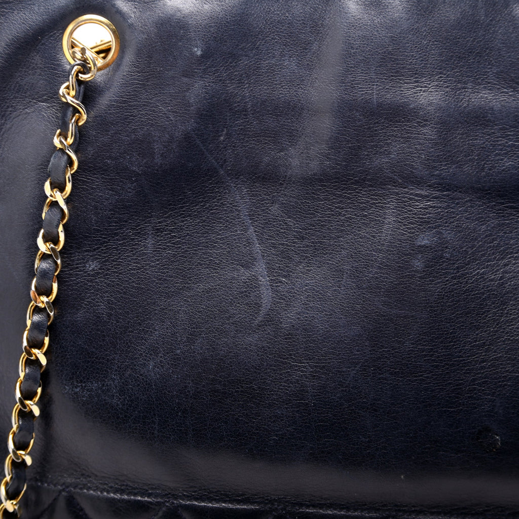 Vintage Shoulder Bag Lambskin Navy