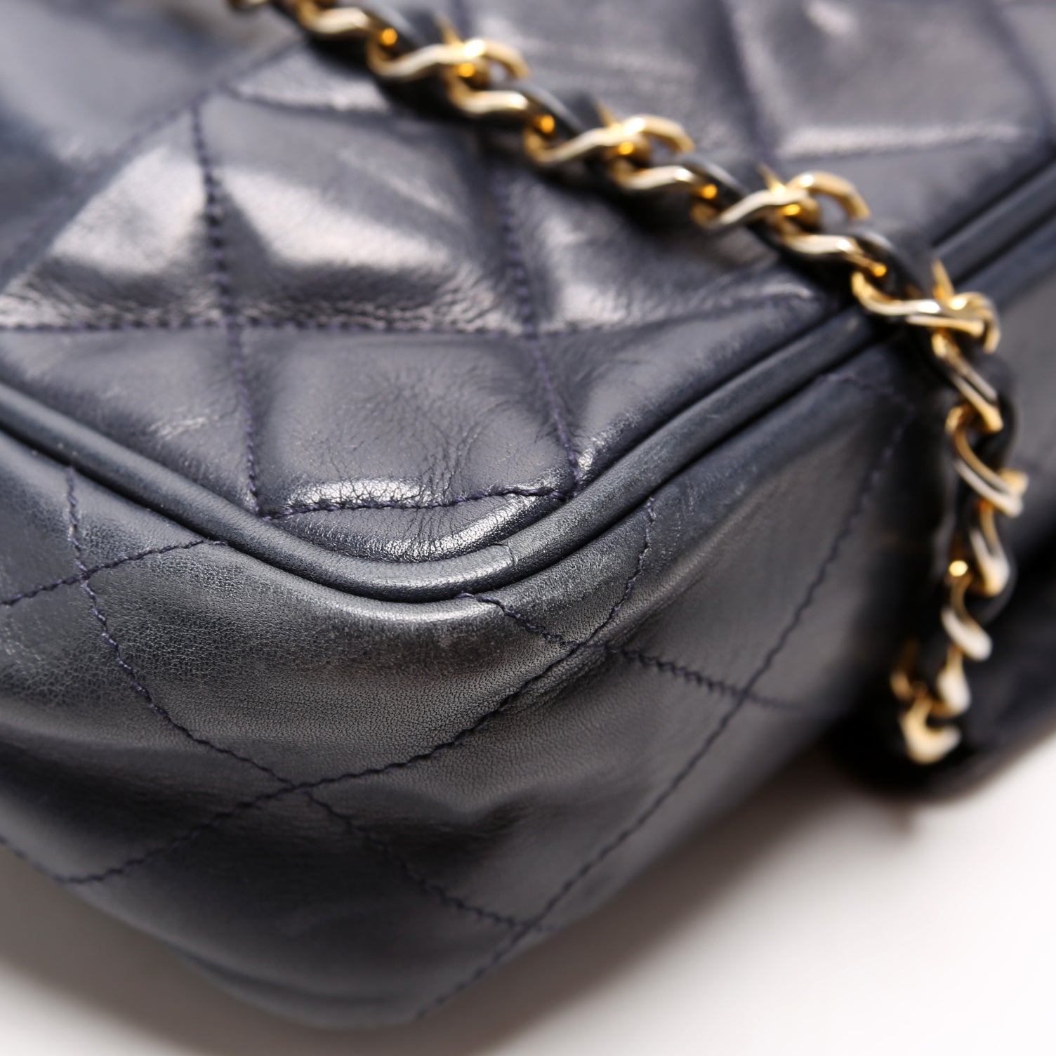 Vintage Shoulder Bag Lambskin Navy