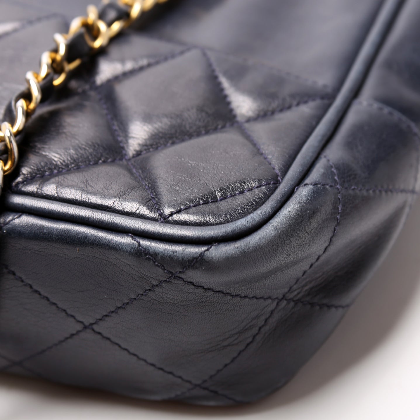 Vintage Shoulder Bag Lambskin Navy