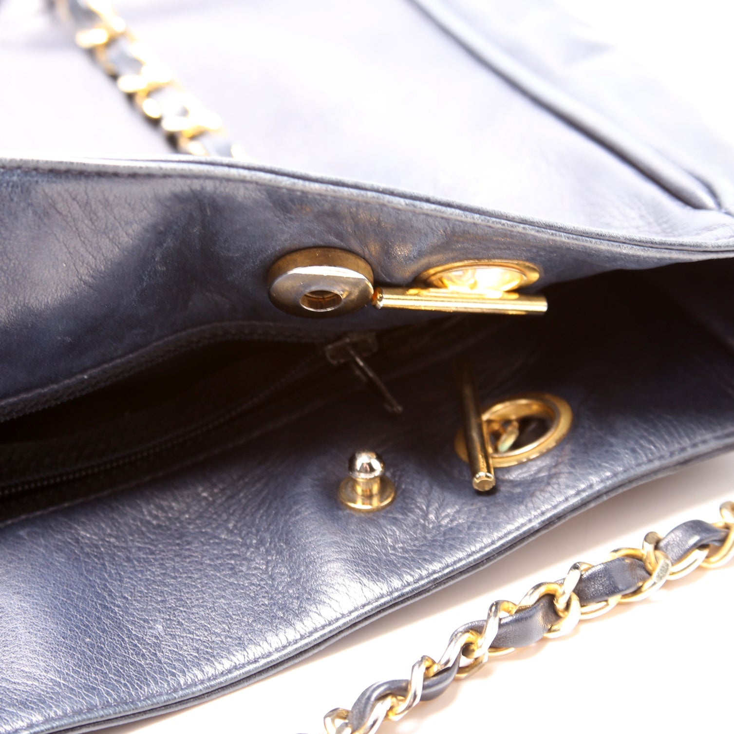 Vintage Shoulder Bag Lambskin Navy