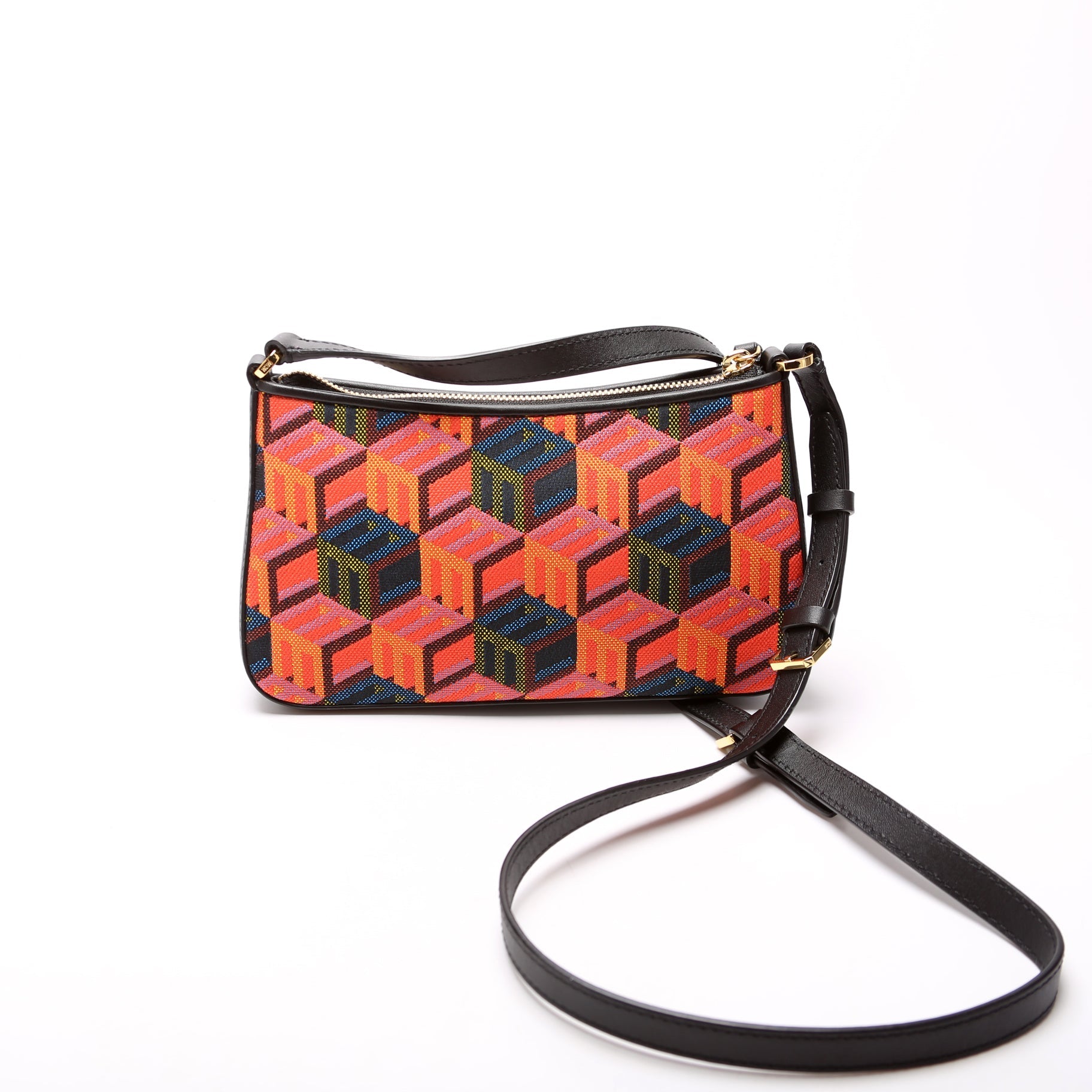 Cubic Monogram Mini Shoulder Bag Black/Multicolor