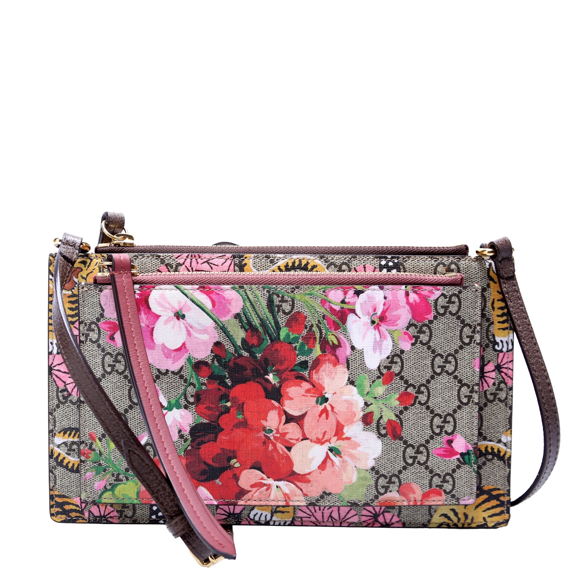 454111 GG Supreme Blooms/Bengal Double Zip Shoulder Bag Multicolor